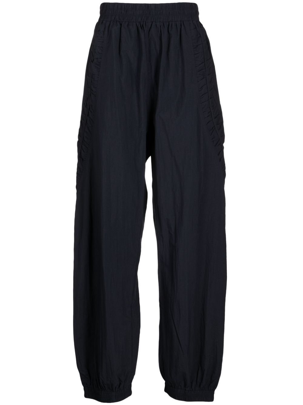 Ruched-detail crinkled track pants - Blue