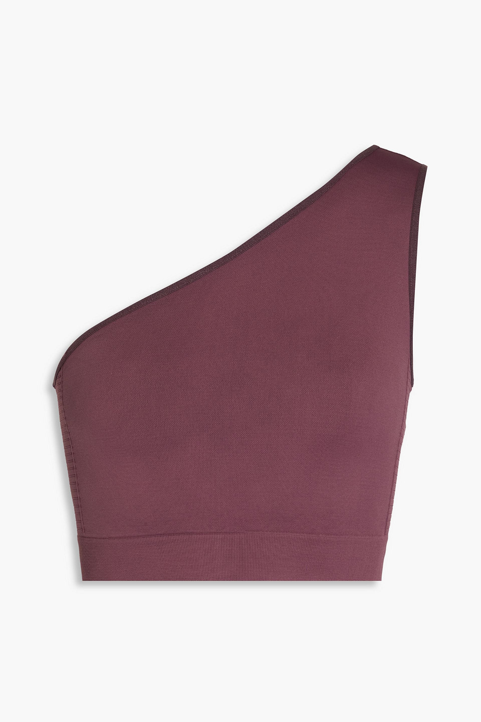 Athena one-shoulder cropped stretch-piqué top