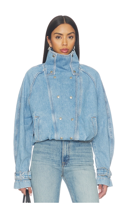 Bardot Funnel Neck Jacket in Mid Blue. XS also in