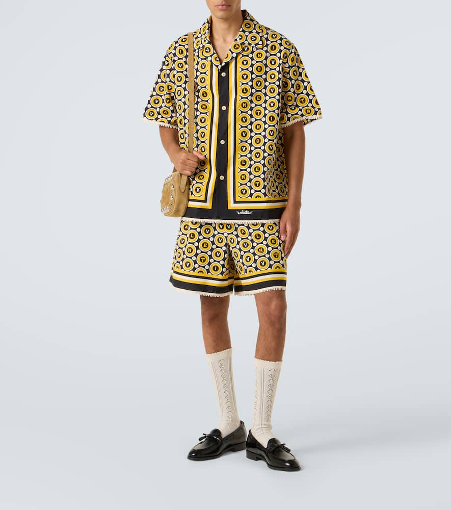 Printed cotton poplin shorts