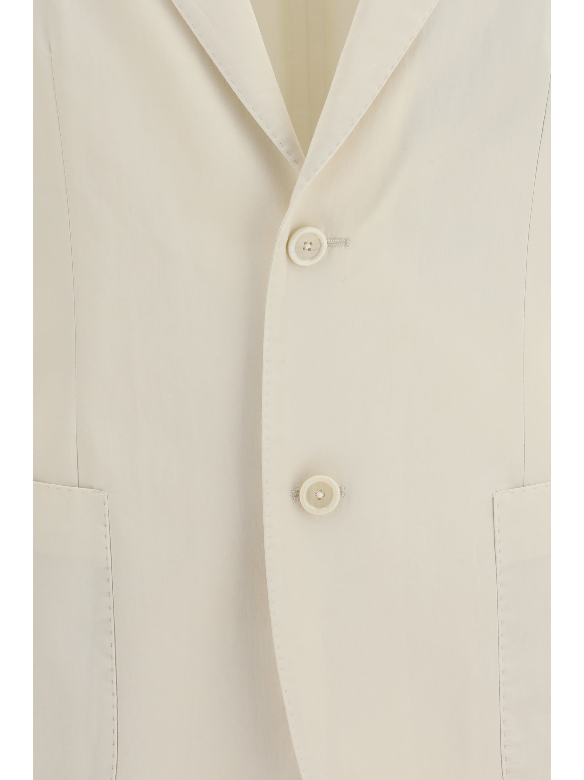 Single-Breasted Cotton Blazer — White