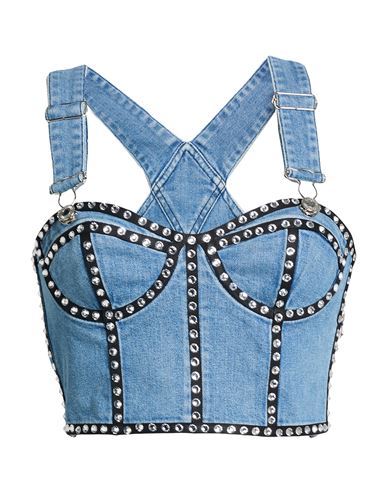 Woman Top Blue Size 6 Cotton, Elastane