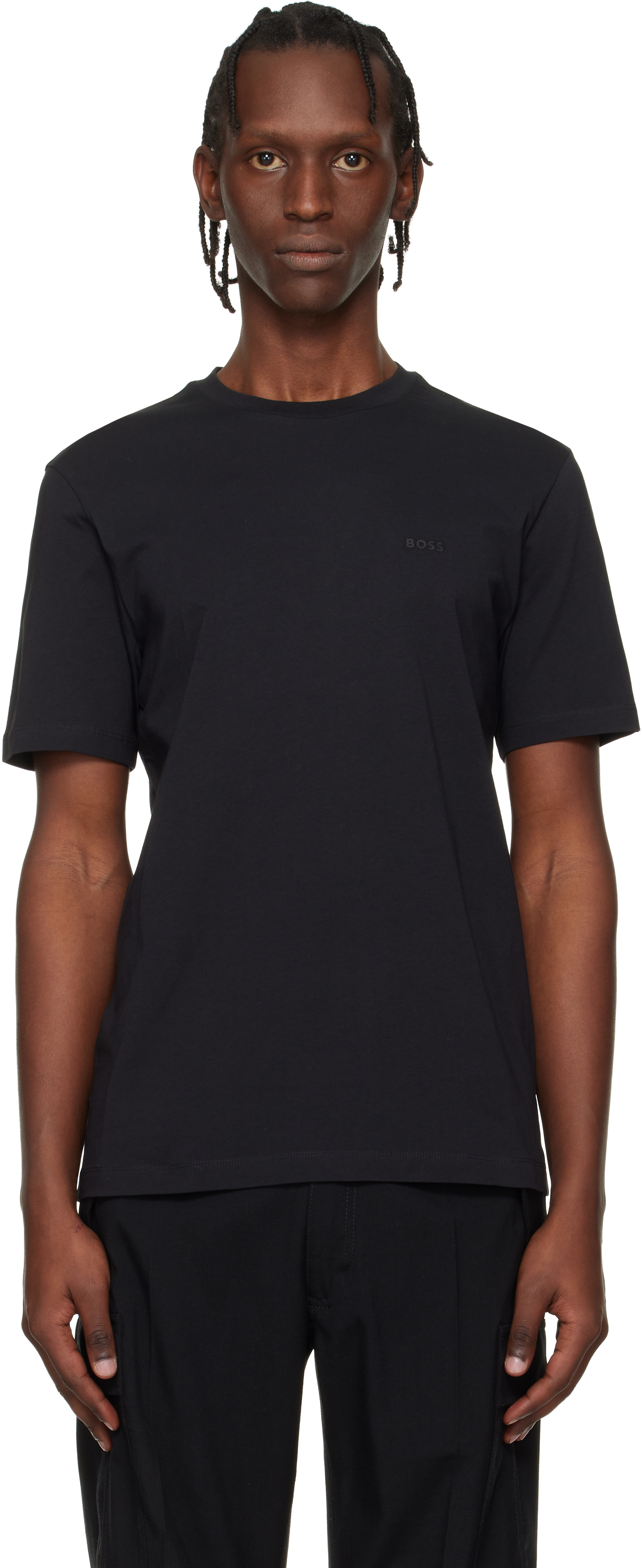 Black Logo Detail Cotton-Jersey T-shirt