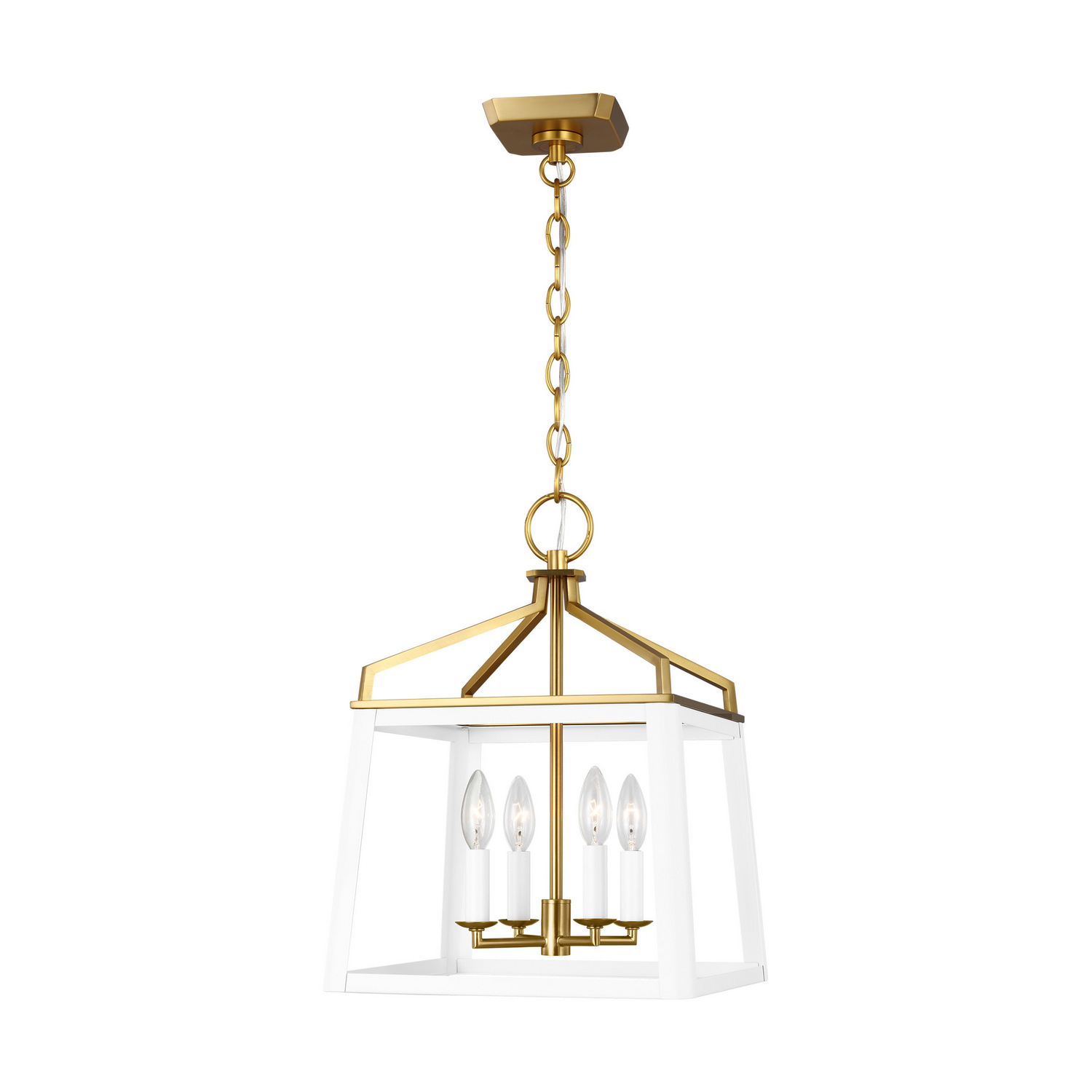 Carlow 4-Light Chandelier in Matte White And Burnished Brass by Chapman & Myer