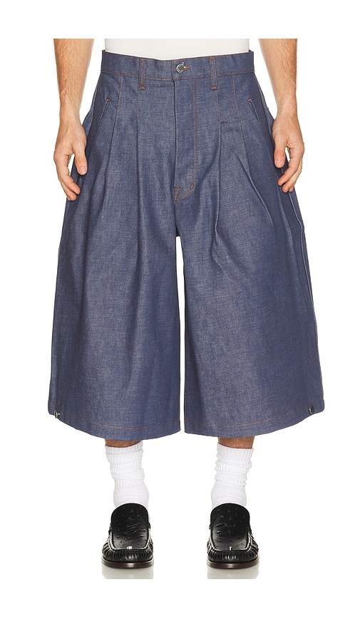 Art Community Diptych Japanese Denim Jort in Indigo - Blue. M also in L, S, XL/1X