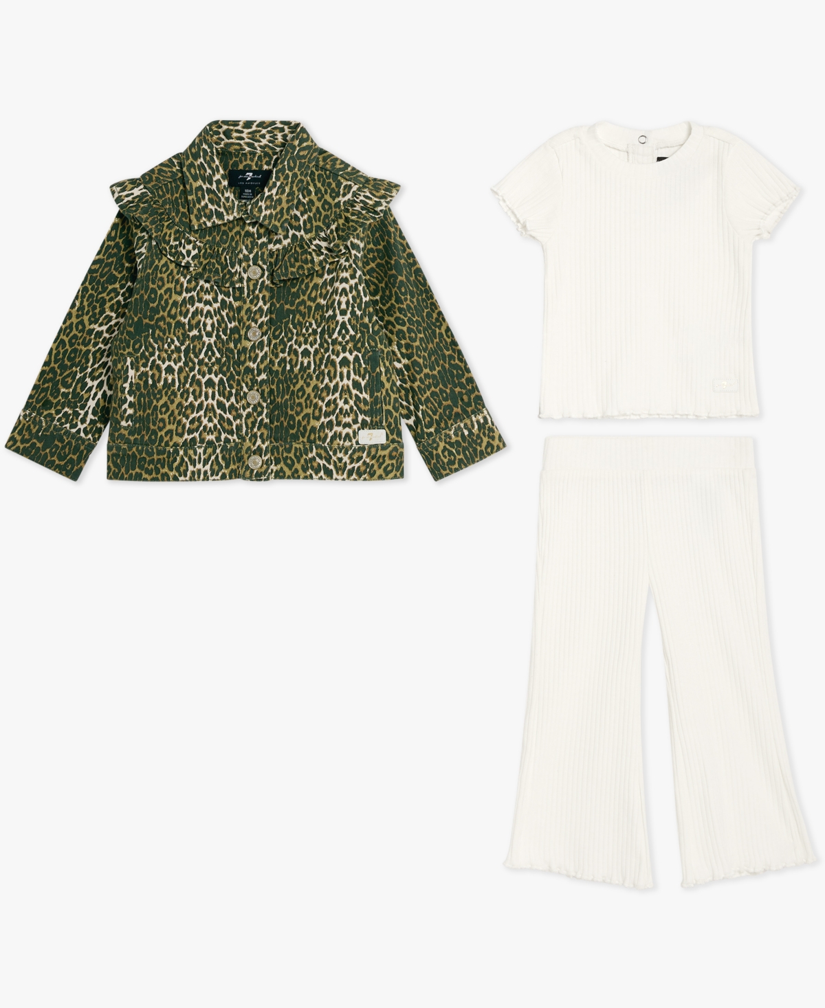 Baby Girls 3-Piece Jacket, T-Shirt and Pants Set - White/Brown