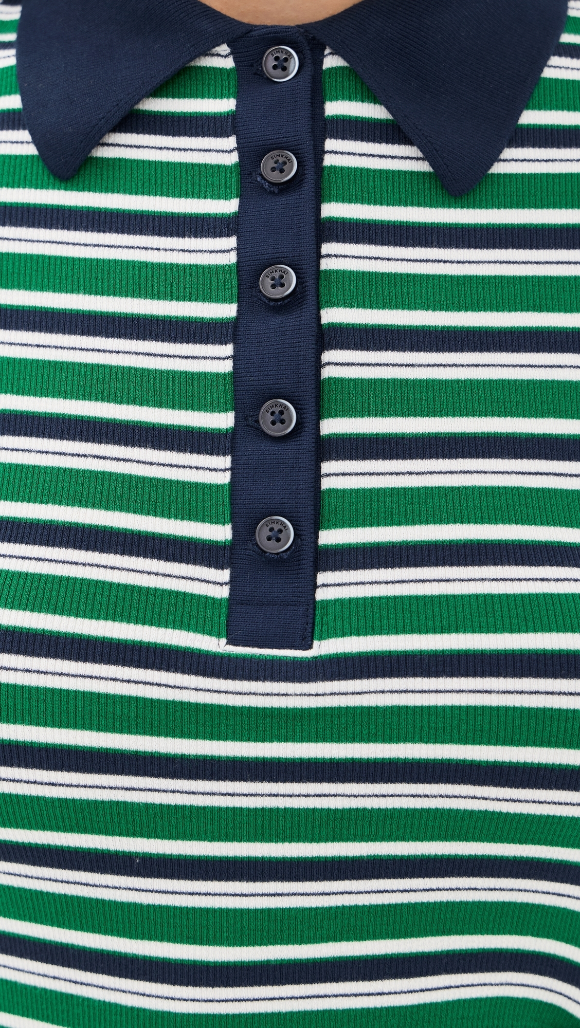 Shelby Knit Polo Midi Dress Kelly Green Stripe