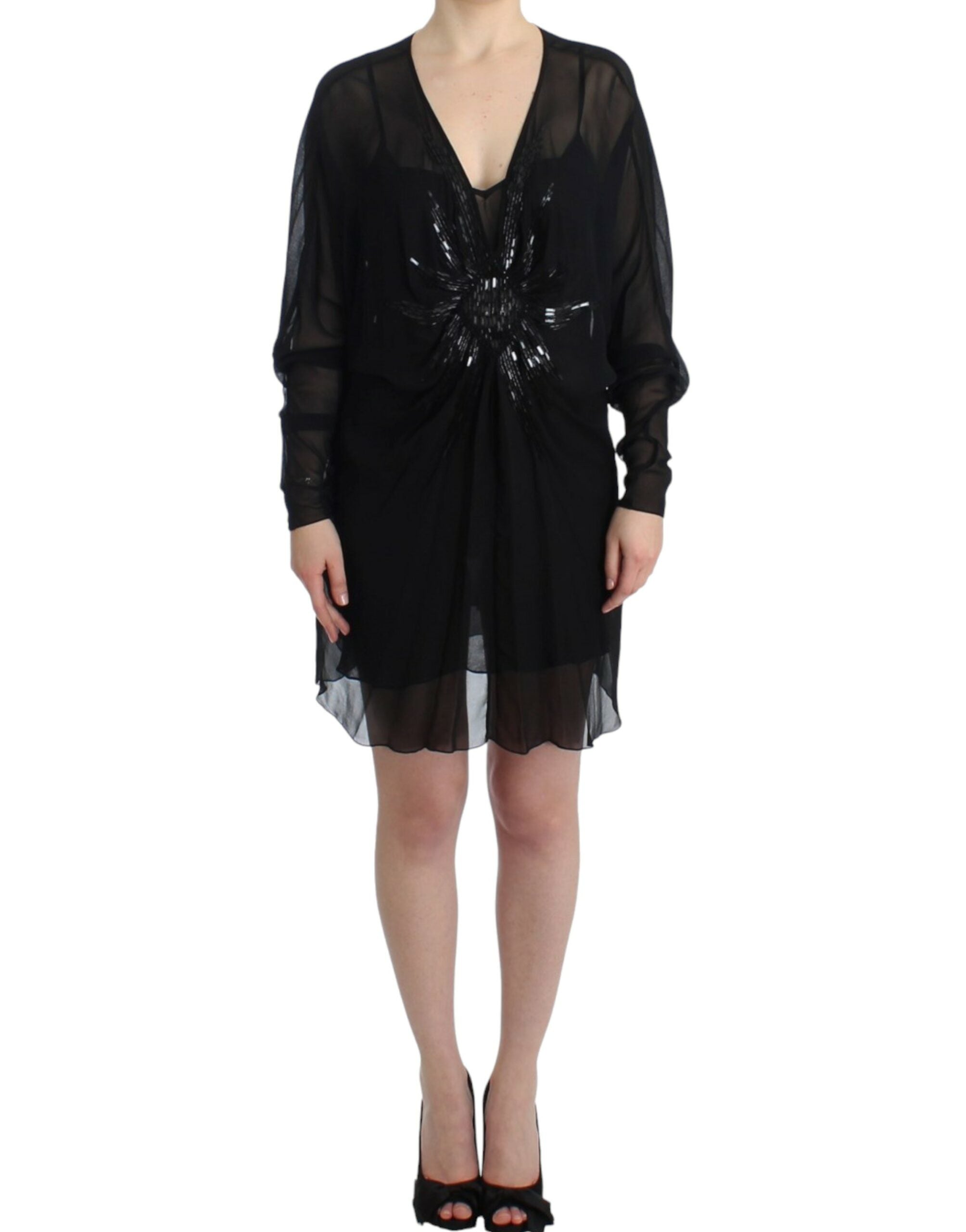 Embroidered Silk Tunic — Black
