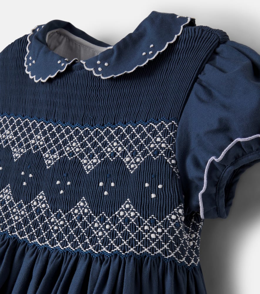 Embroidered smocked cotton dress