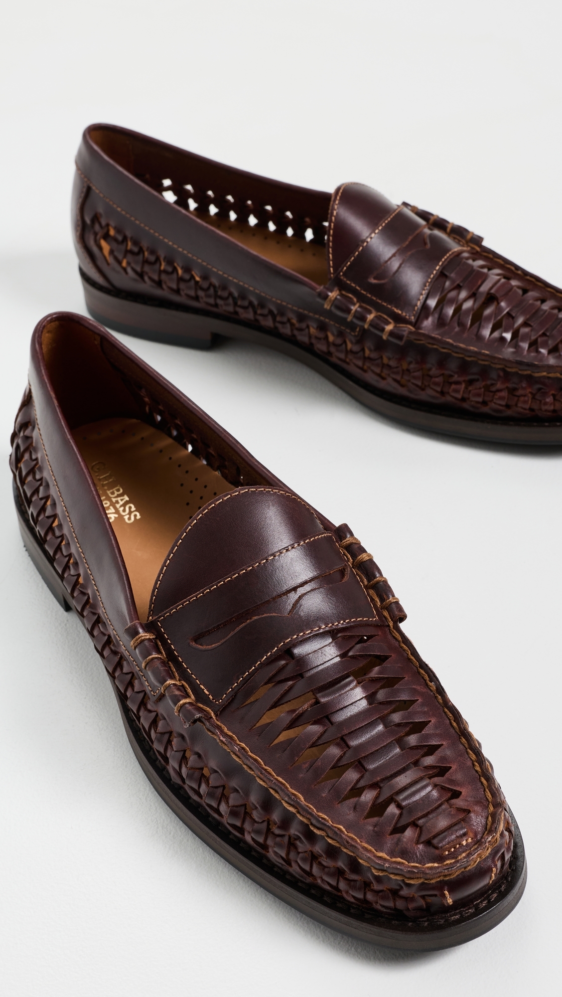 G. H. Bass Lexington Woven Leather Loafers Leather Brown