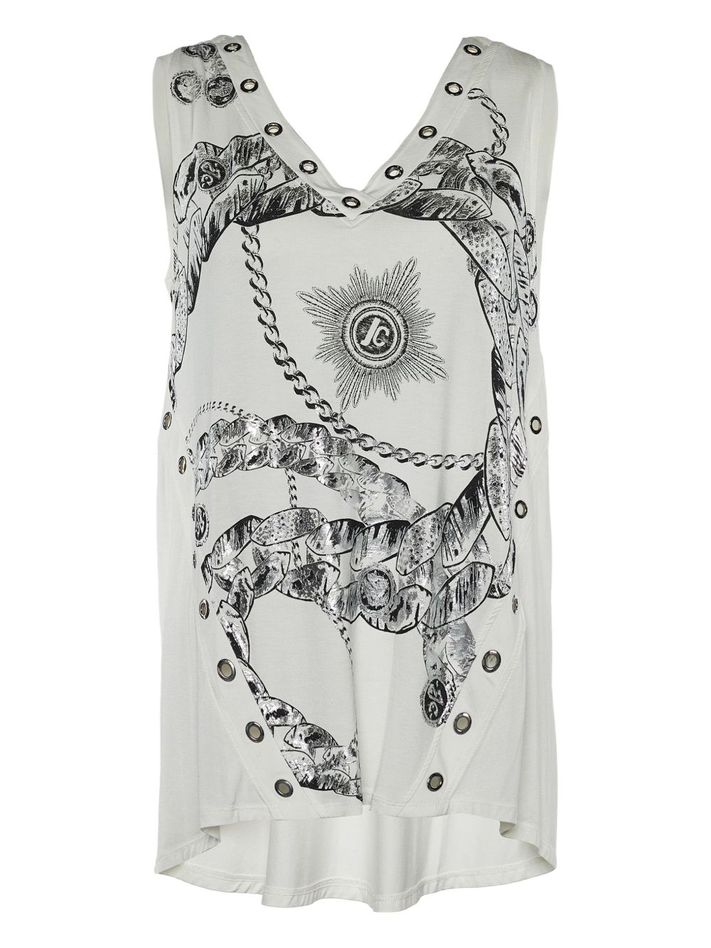 Chain-print tank top - White