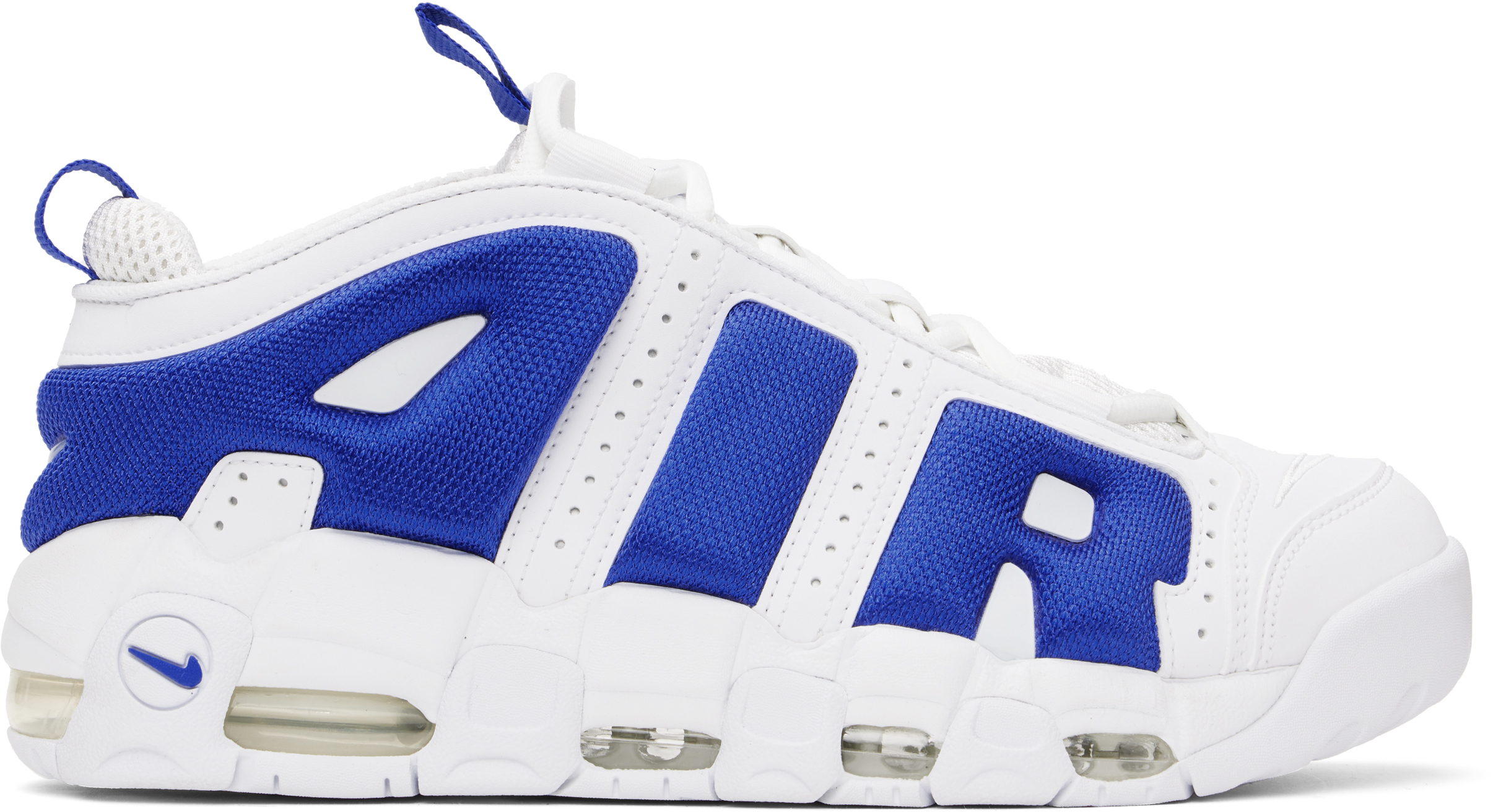 White & Blue Air More Uptempo Low Sneakers