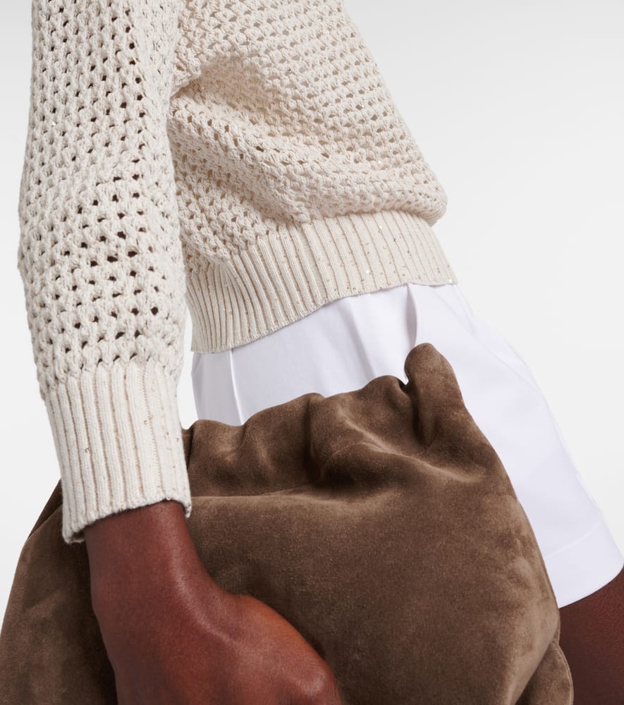 Open-knit cotton-blend hoodie