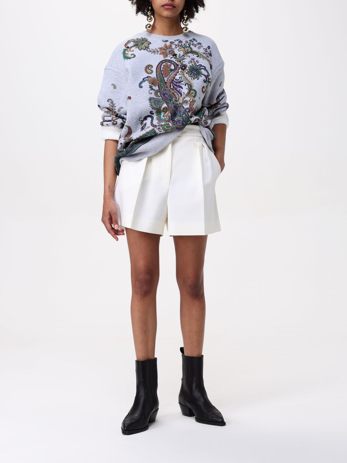 Paisley-print cotton sweatshirt - Grey