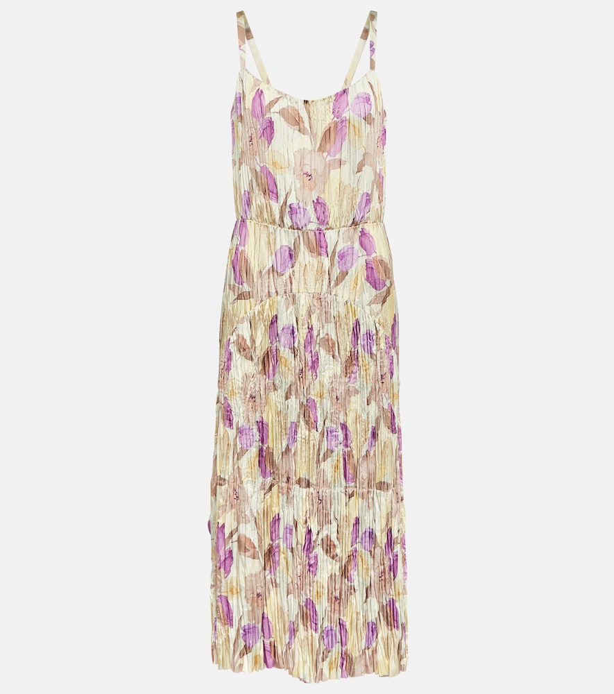 Vince Floral pleated midi dress