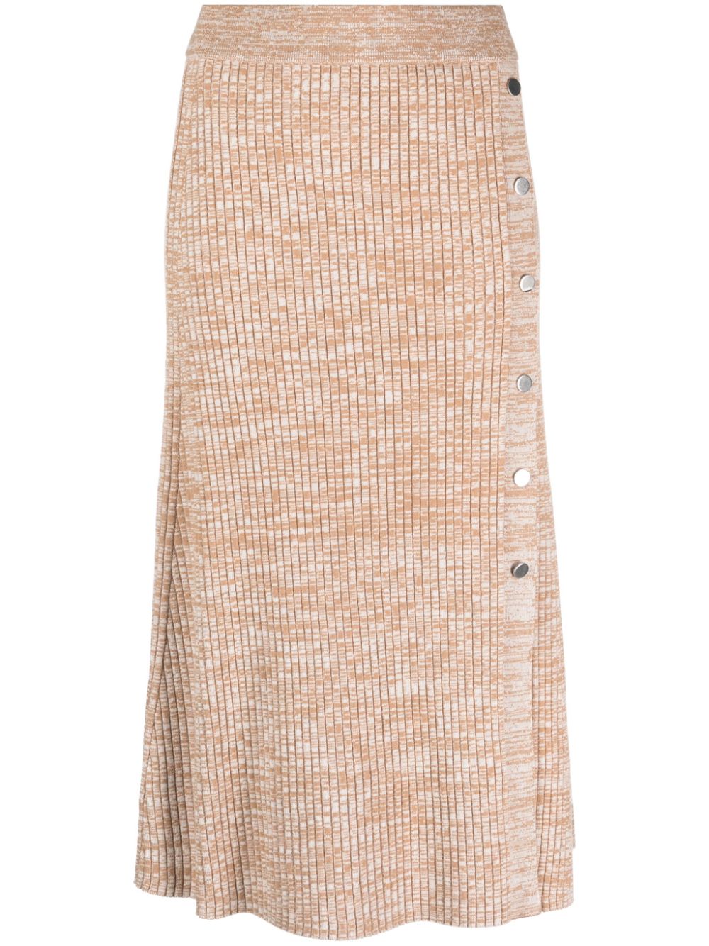 High-waisted button-up midi skirt - Neutrals