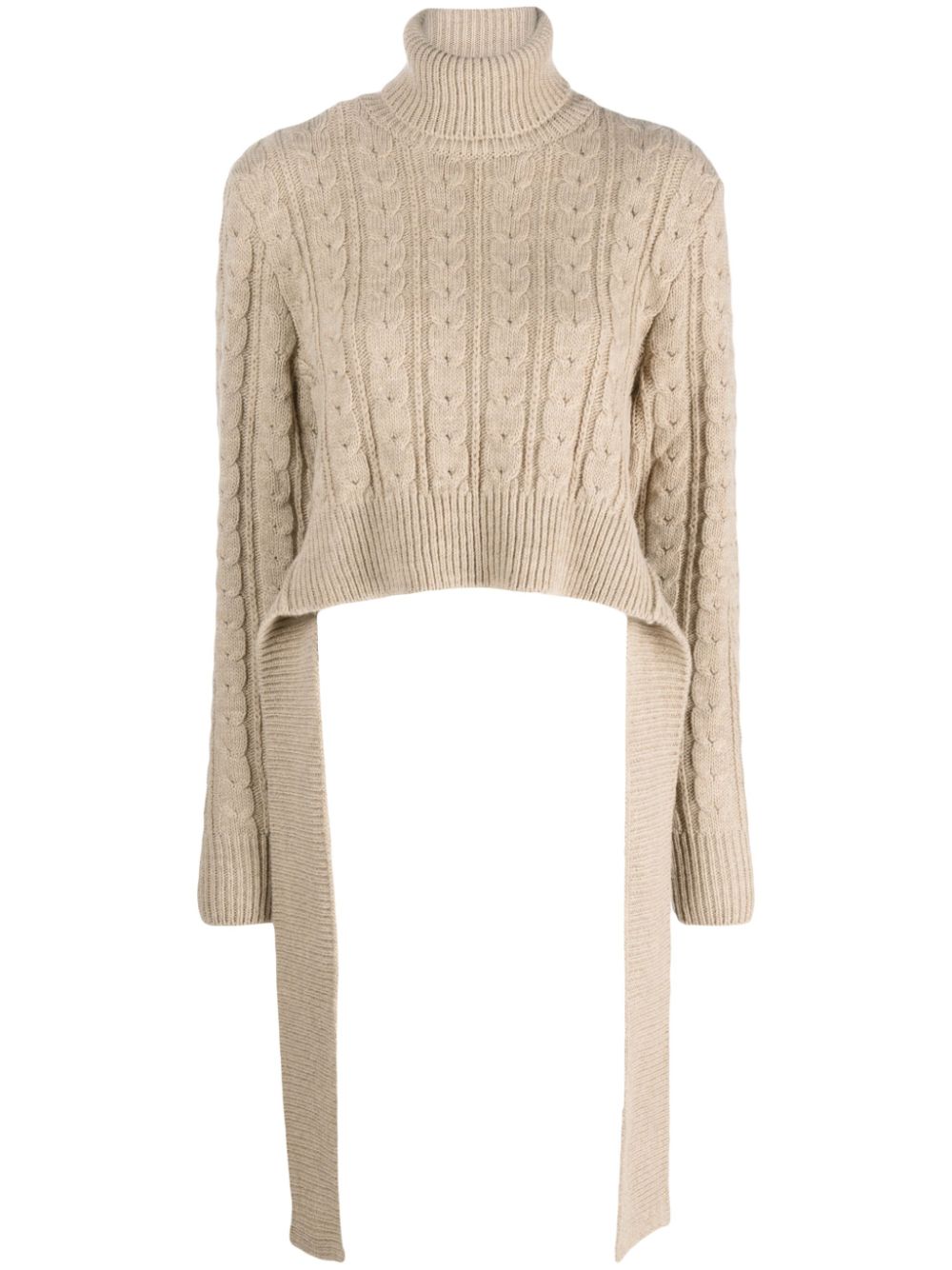 Roll-neck cable-knit jumper - Neutrals