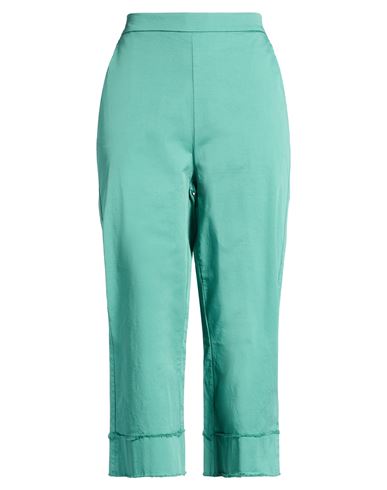 Woman Pants Green Size L Cotton, Elastane