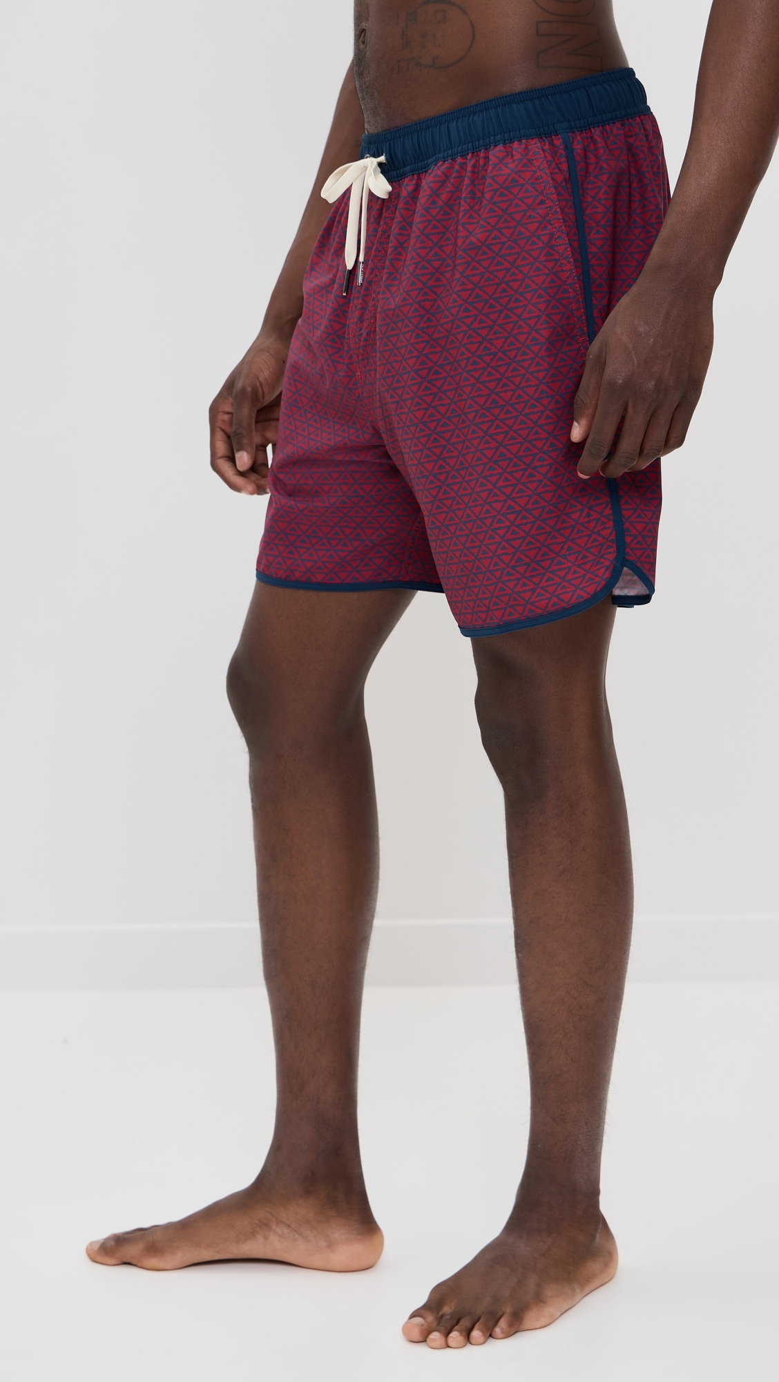Fair Harbor The Anchor Swim Shorts 6 Nautical Red Wavy Geo