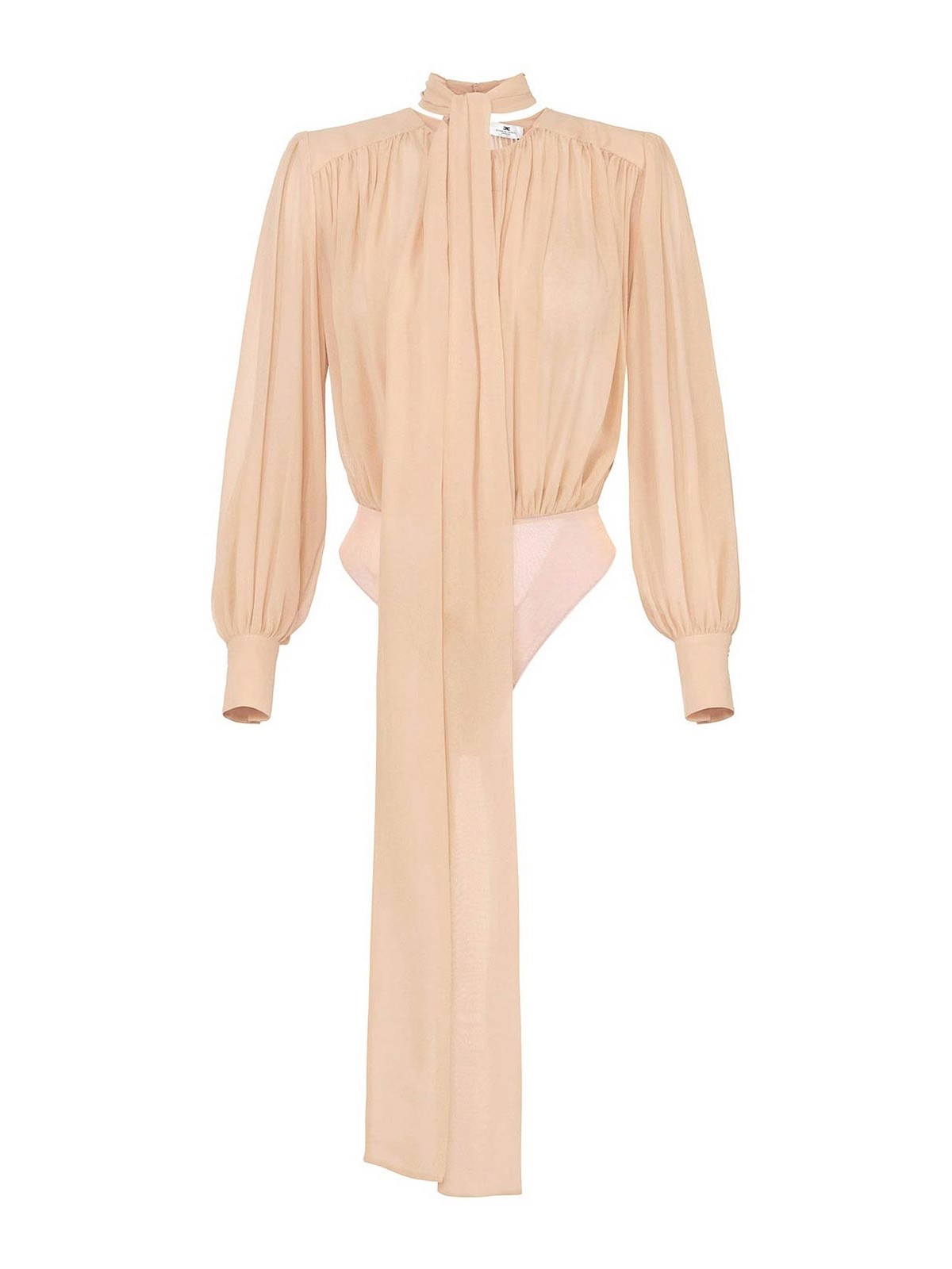 Silk Georgette Bodysuit With Sash By