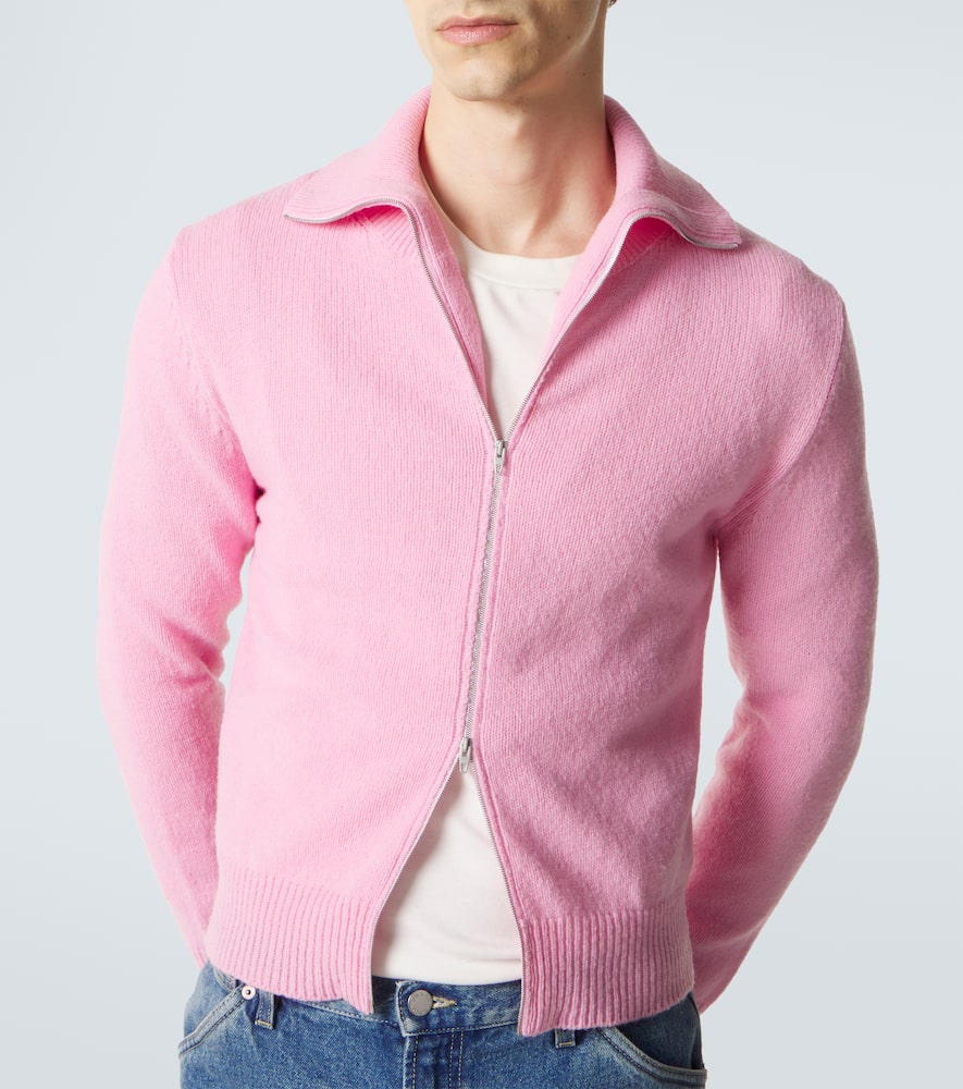 Wool-blend zip-up sweater