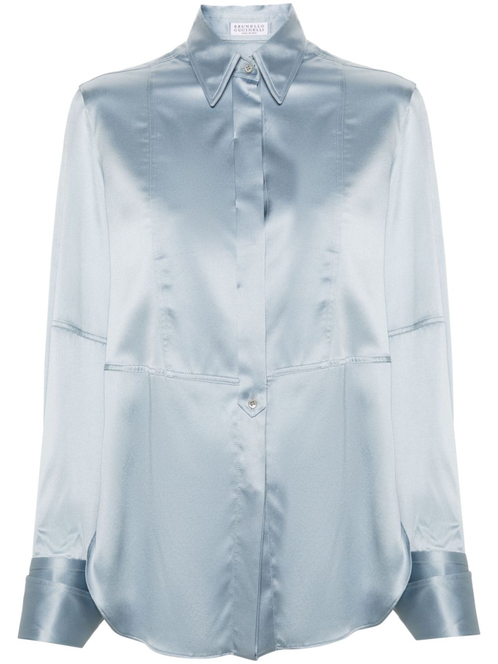 Long-sleeve satin shirt - Blue