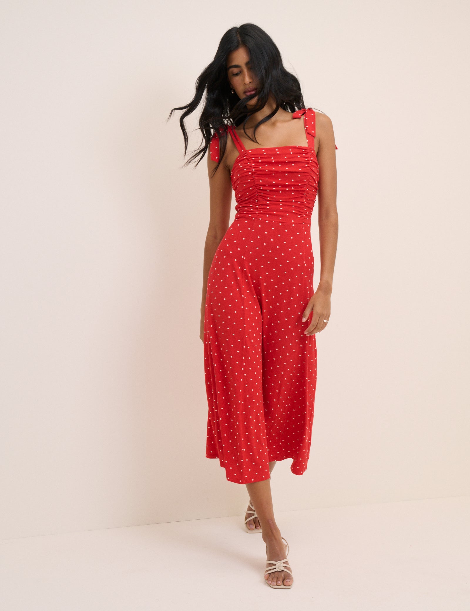 Red Polka Dot Hattie Jersey Midi Dre