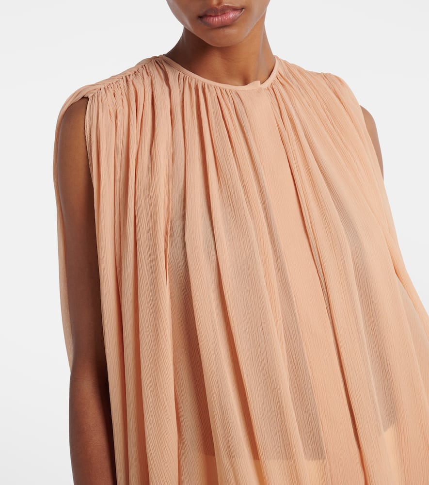 Draped silk chiffon blouse