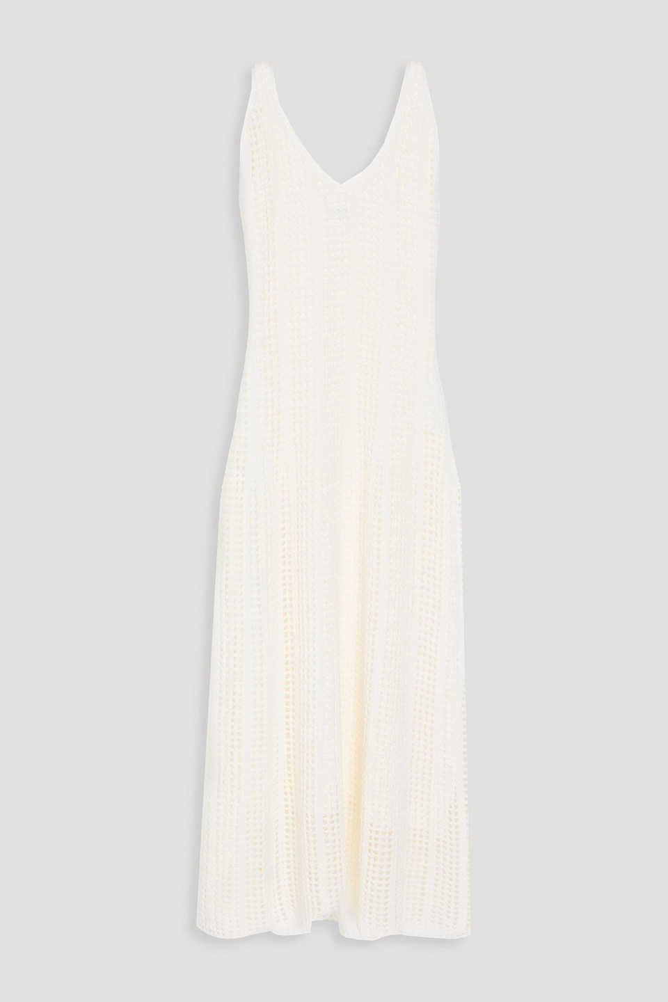 Crocheted cotton midi dress - White - L