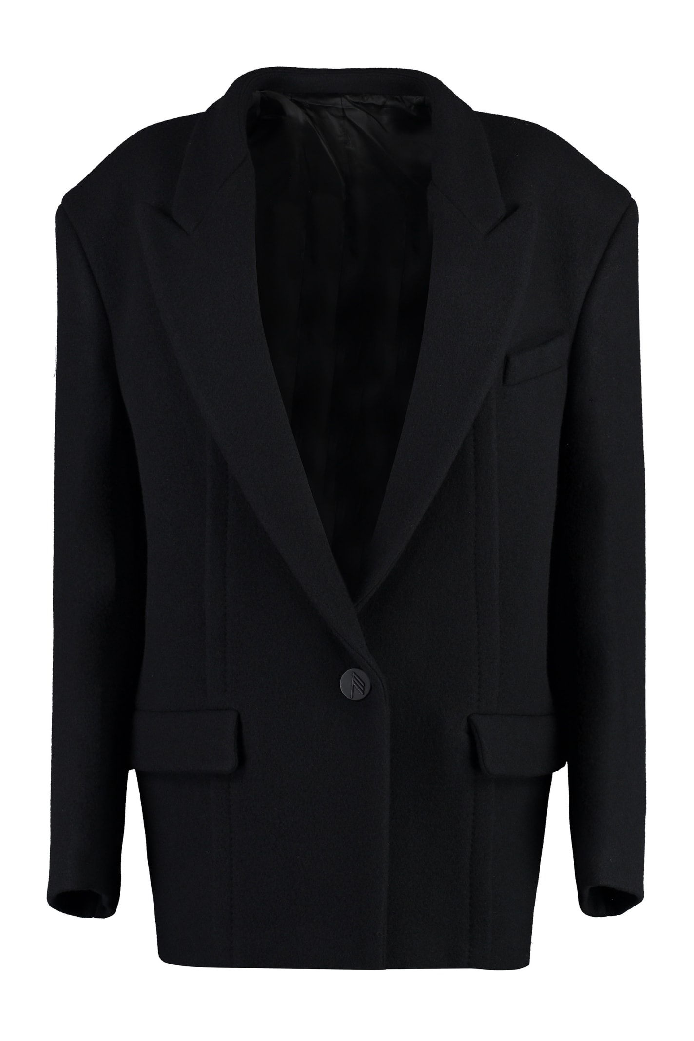 Glen cropped single-breasted coat - Black