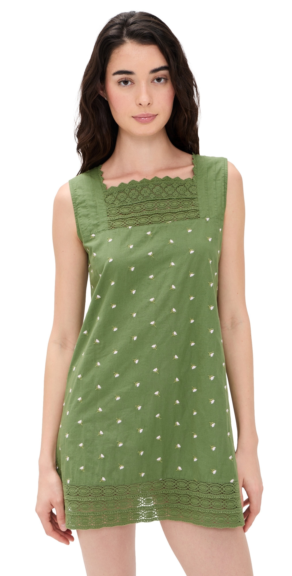 Daisy Dress Solid Green w/ Pink Floral