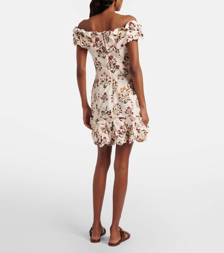 Floral ruffled cotton minidress