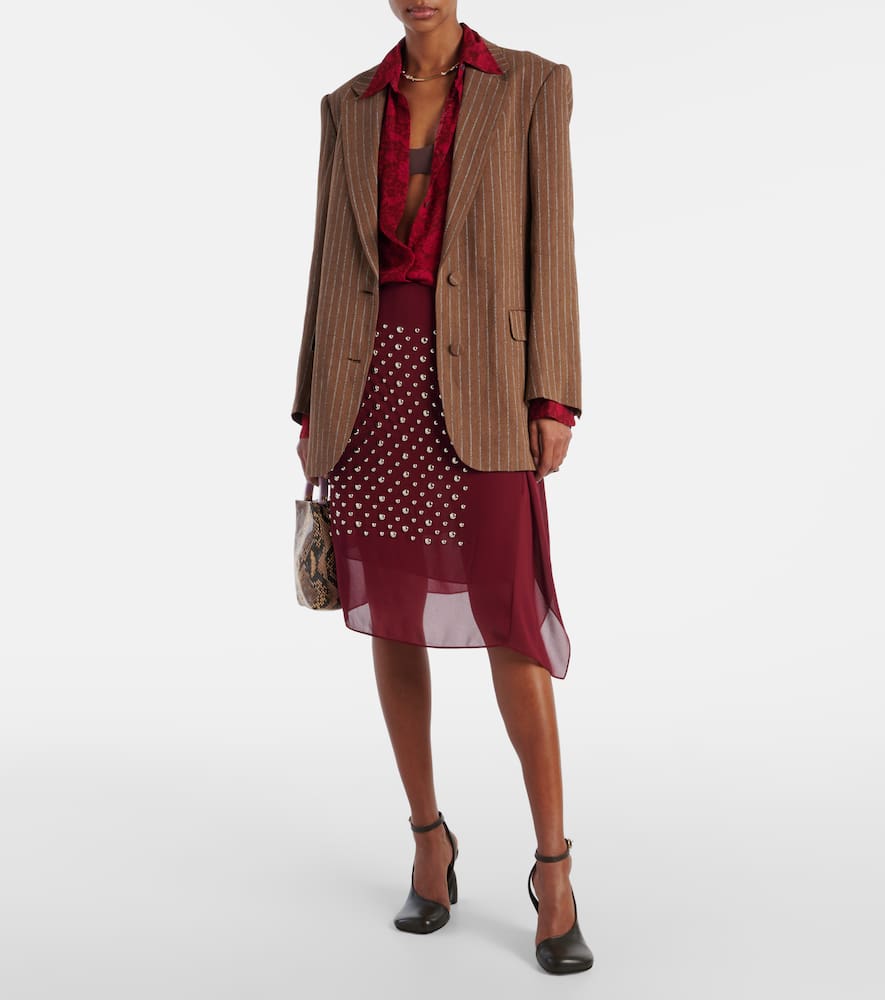 Striped linen-blend blazer