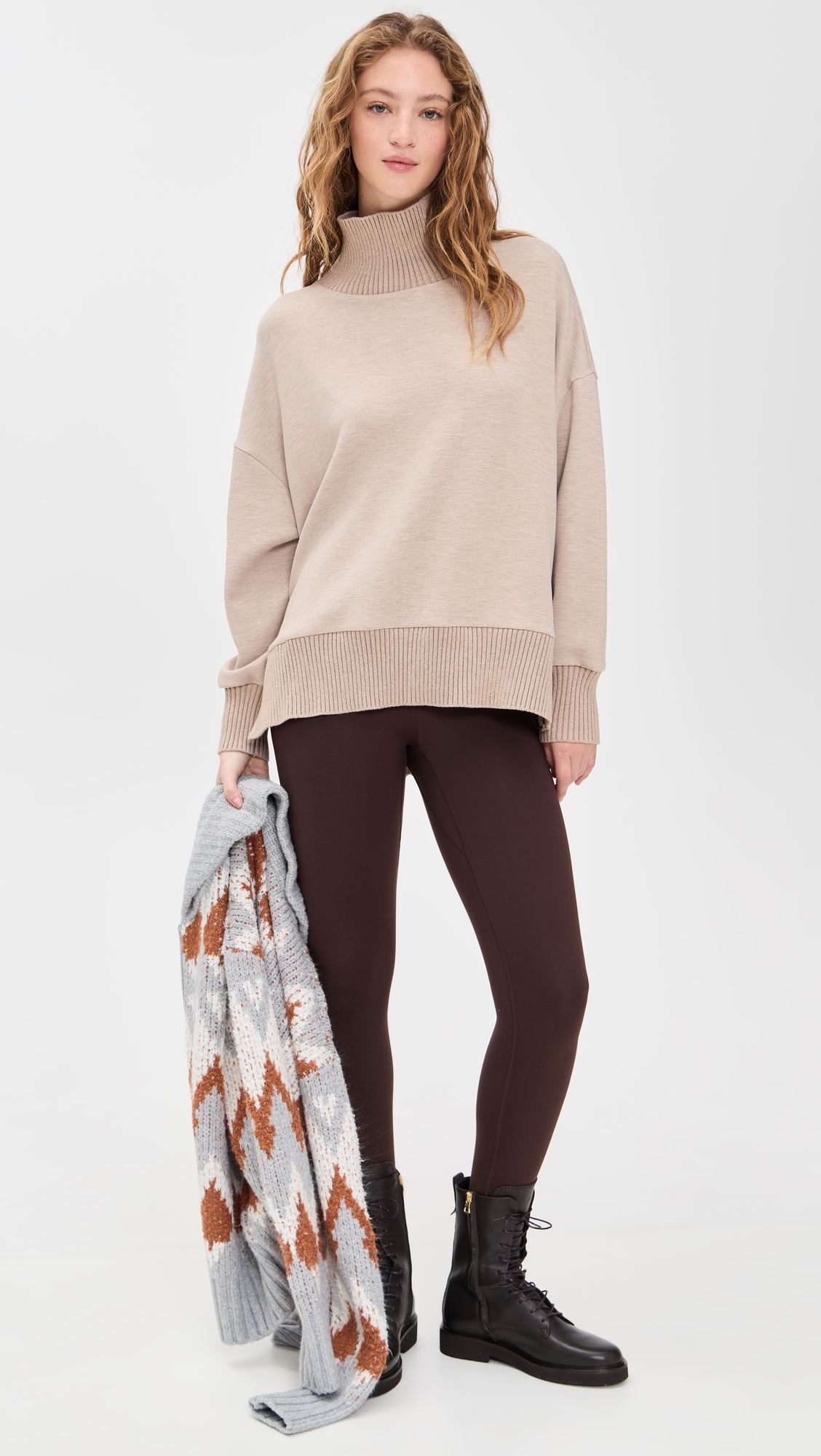 Barker High Neck Sweatshirt Taupe Marl