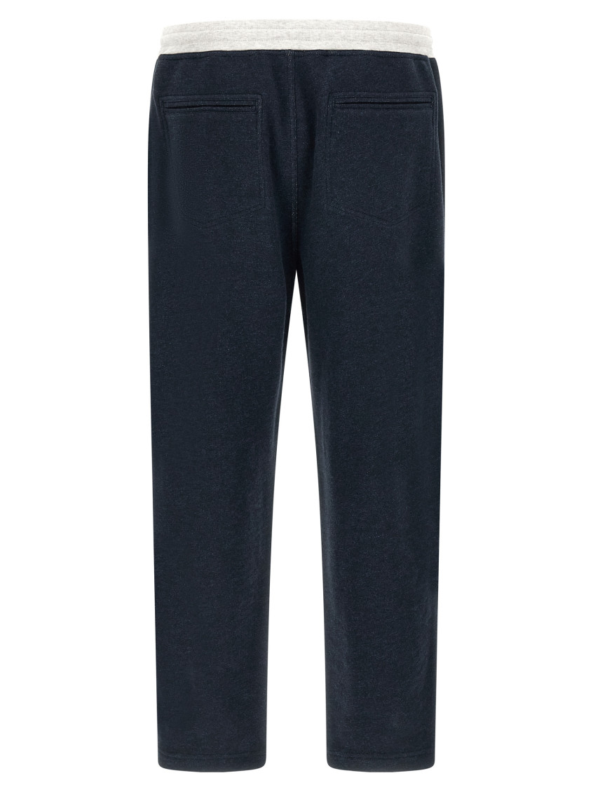 Linen Cotton Joggers Pants Blue