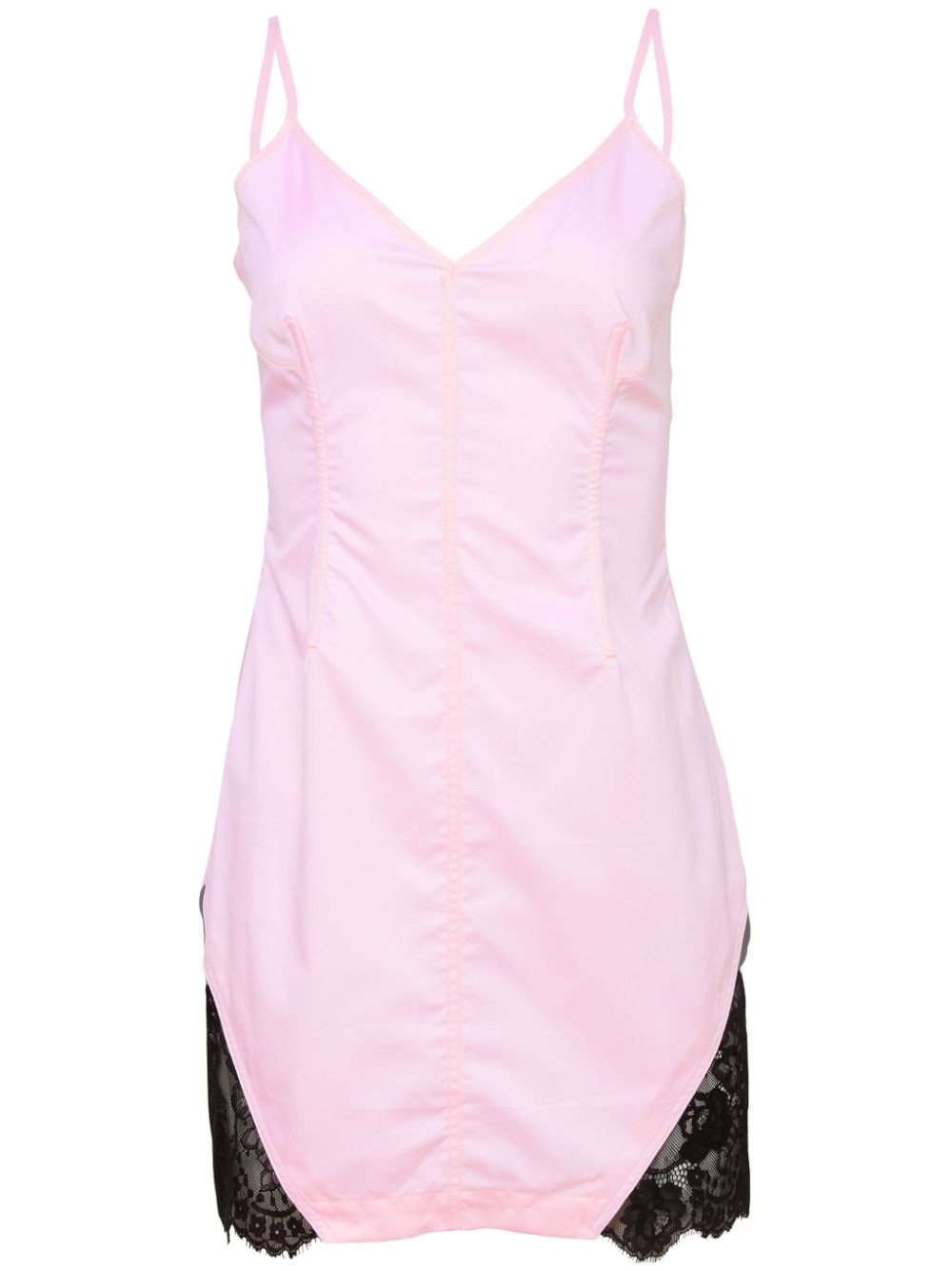 Lace-panelling mini dress - Pink