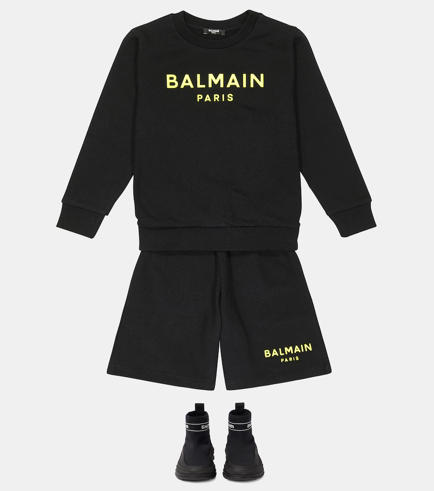Cotton fleece sweatshirt and shorts set
