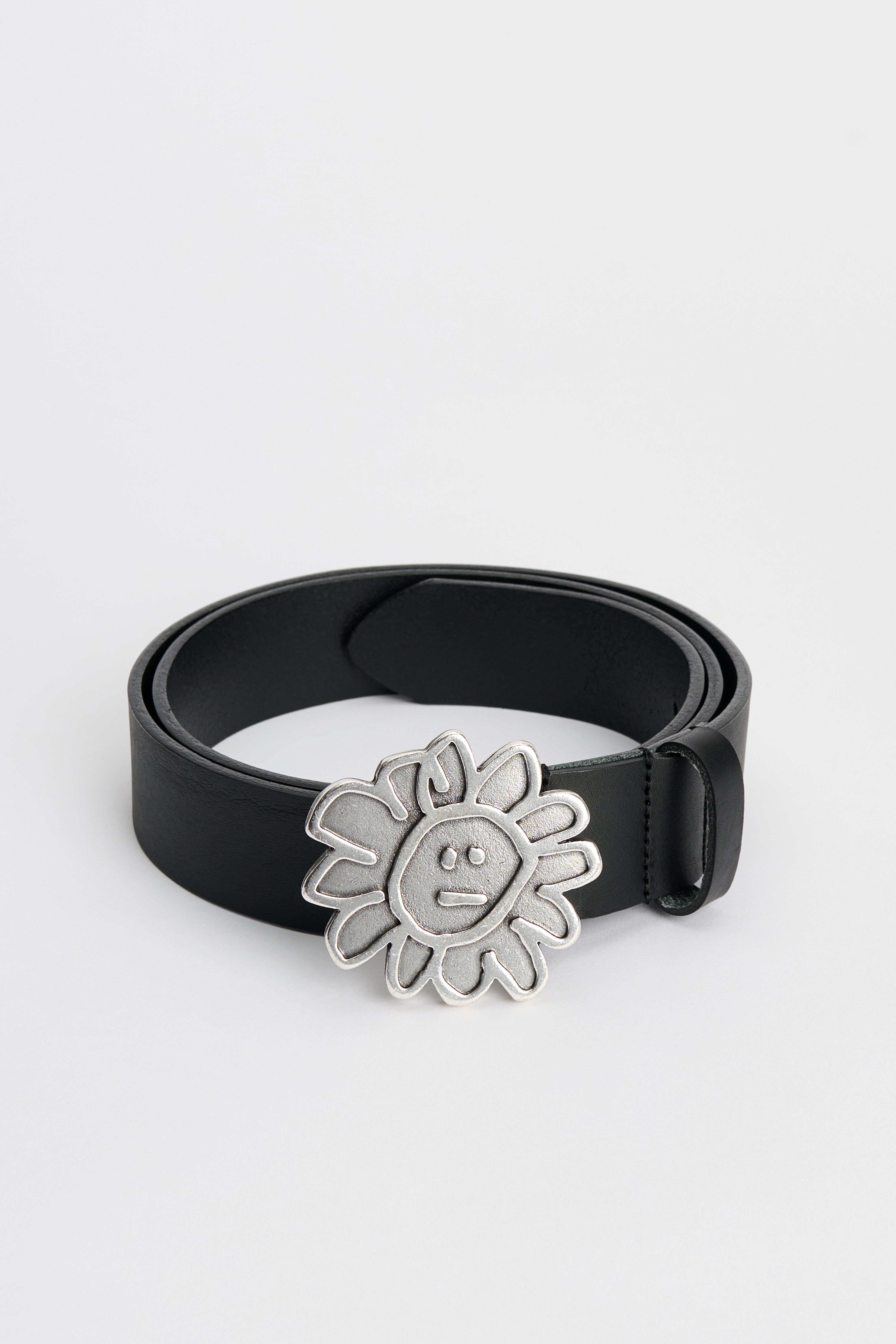 Sunflower Flower Buckle Belt Black