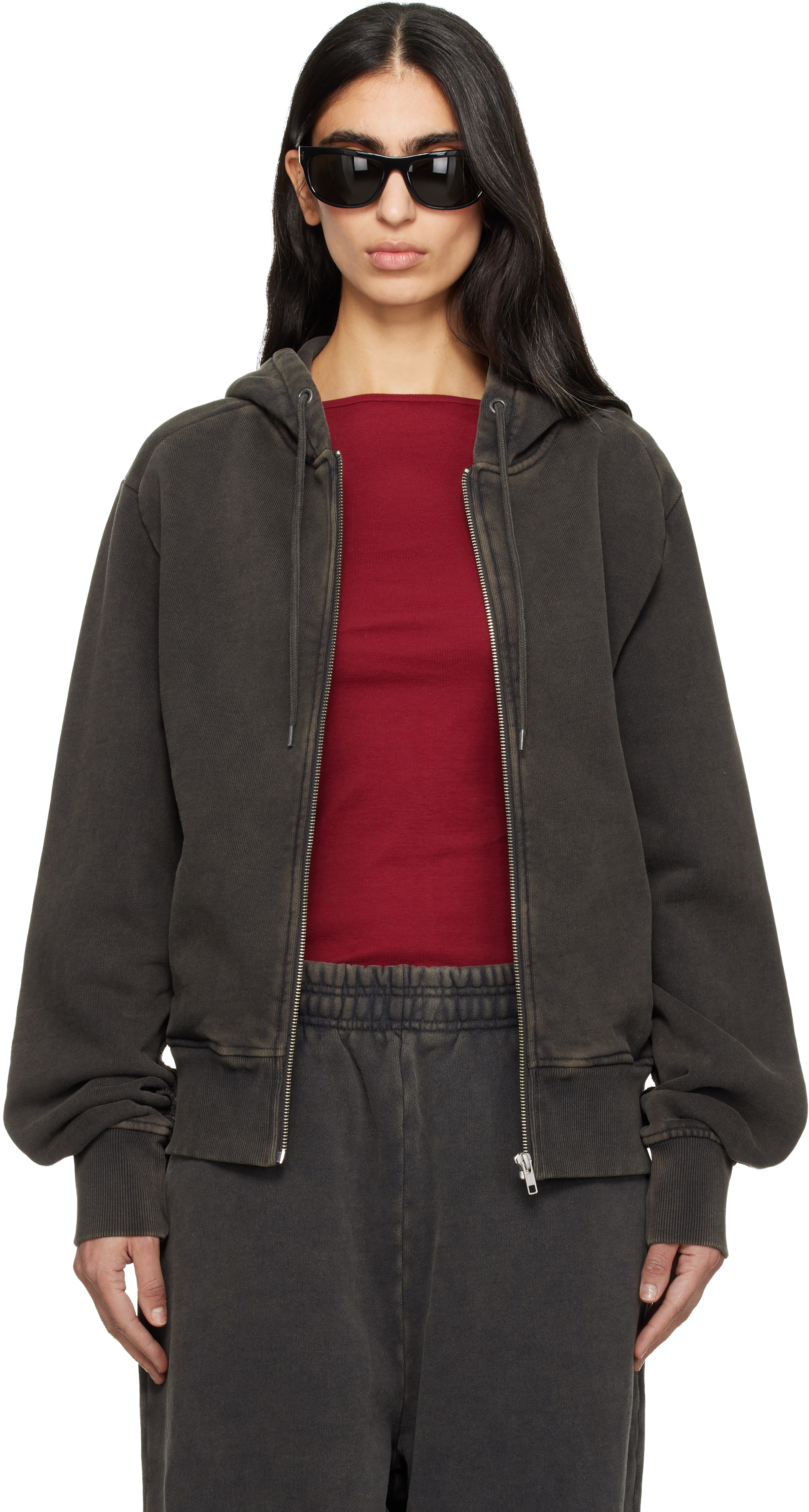 Black Slim Zip Up Hoodie