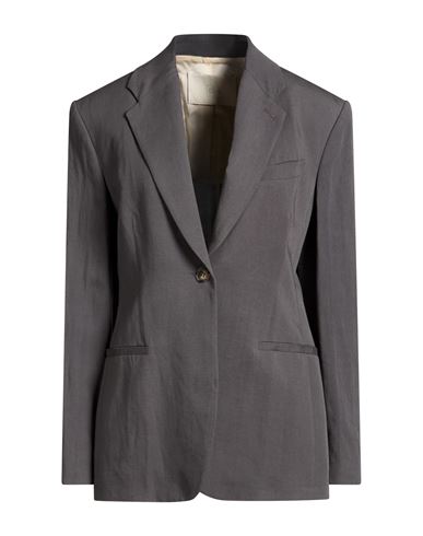 Woman Blazer Charcoal Size 6 Viscose, Linen