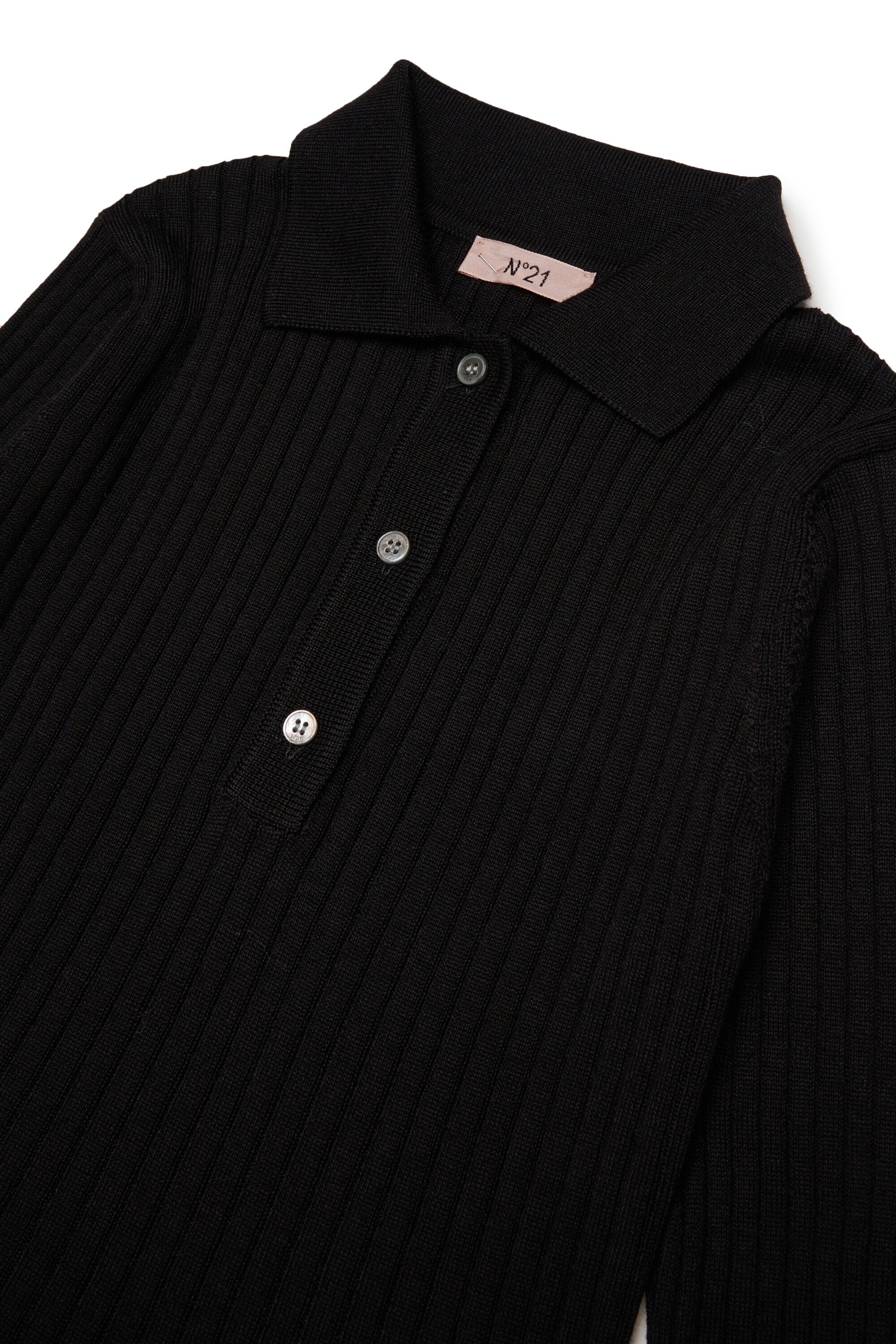 For Kids - Abito polo in maglia a costine - Noir