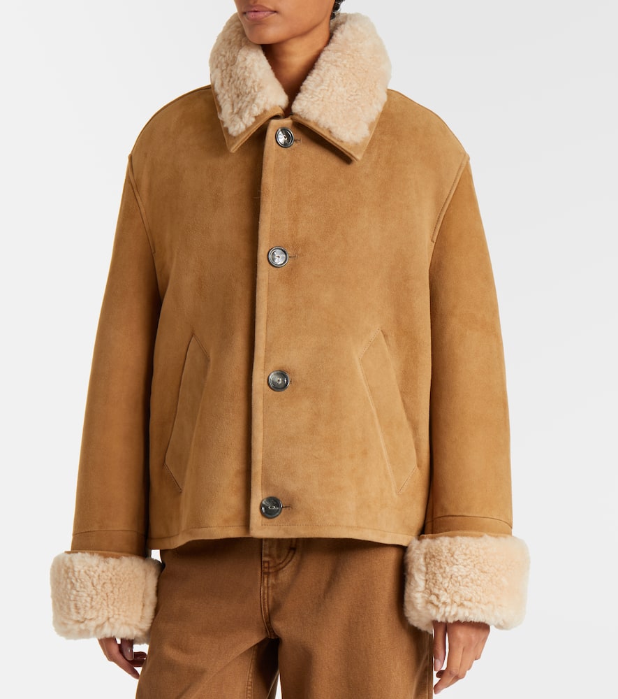 Shearling-trimmed suede jacket