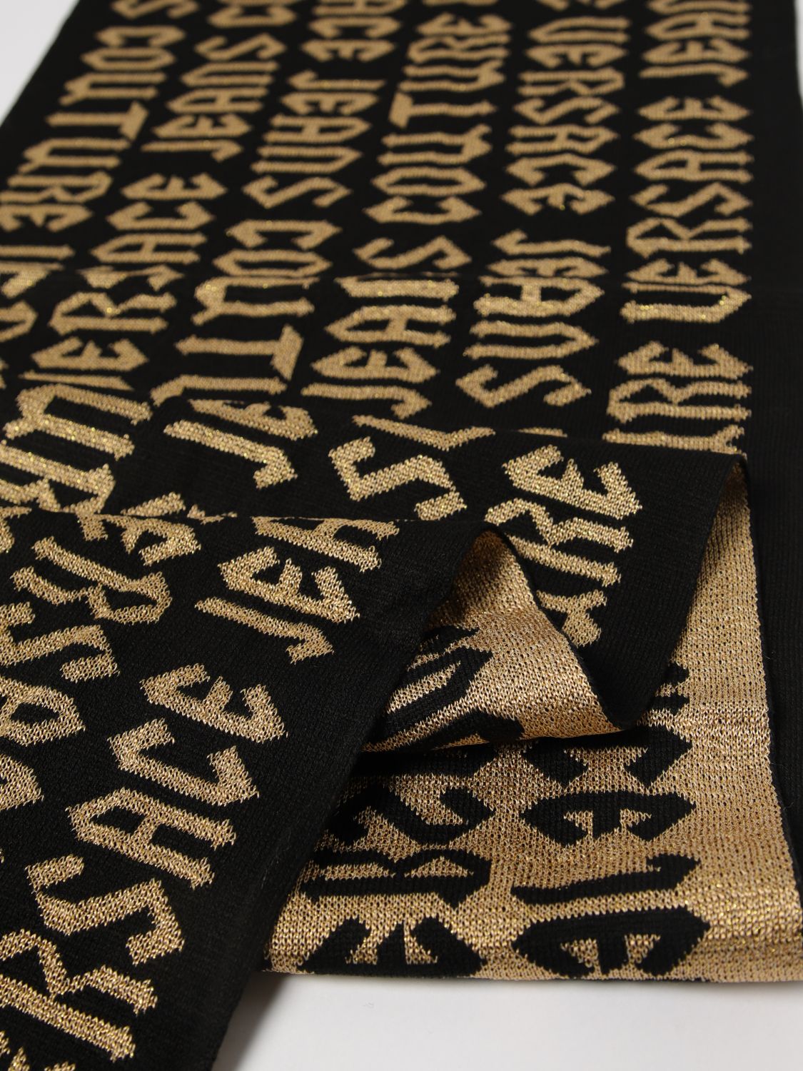 Intarsia-logo scarf - Black