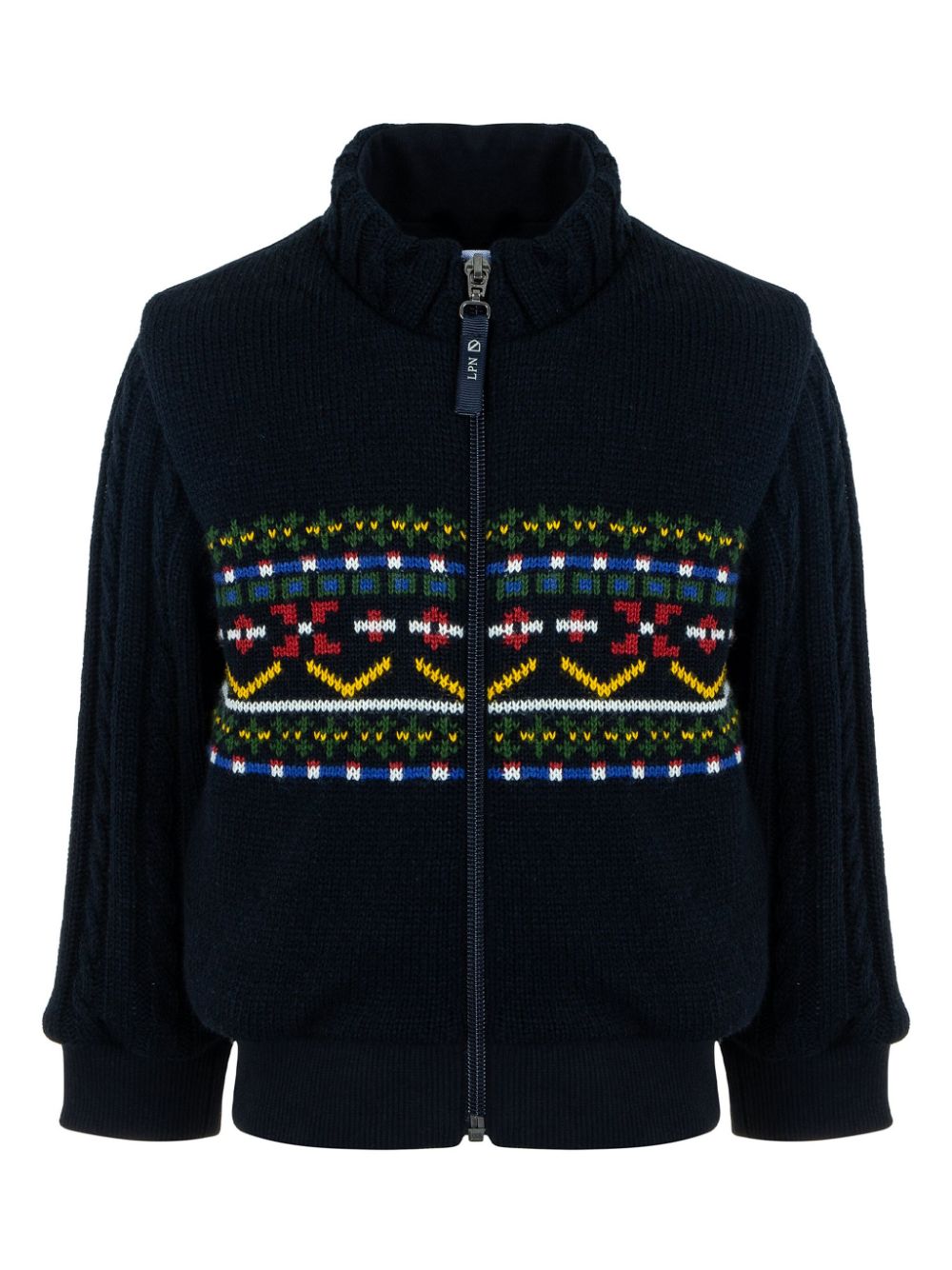 Embroidered-design wool jacket - Blue
