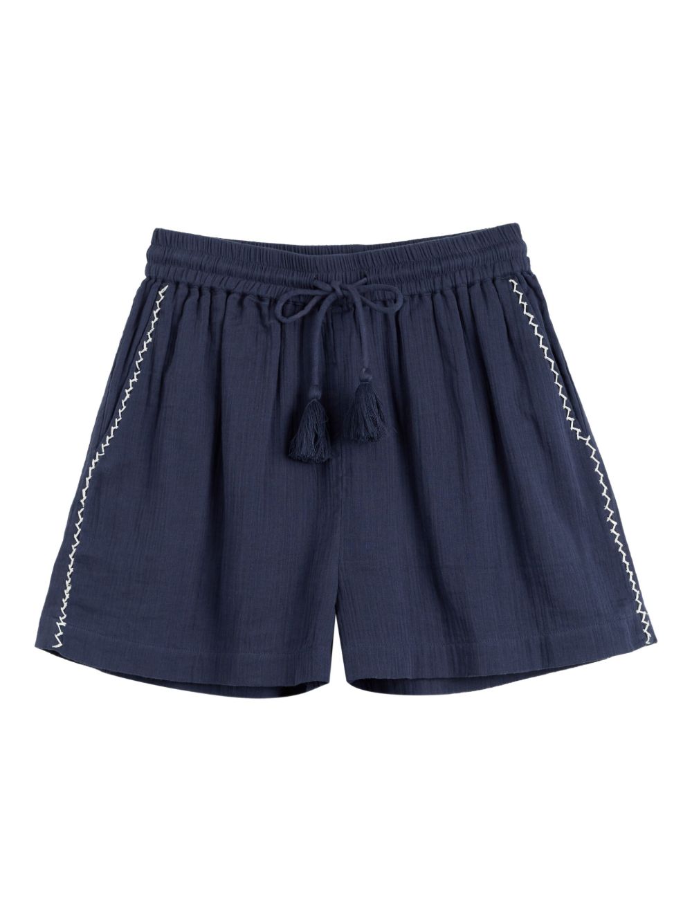 Embroidered drawstring shorts - Blue
