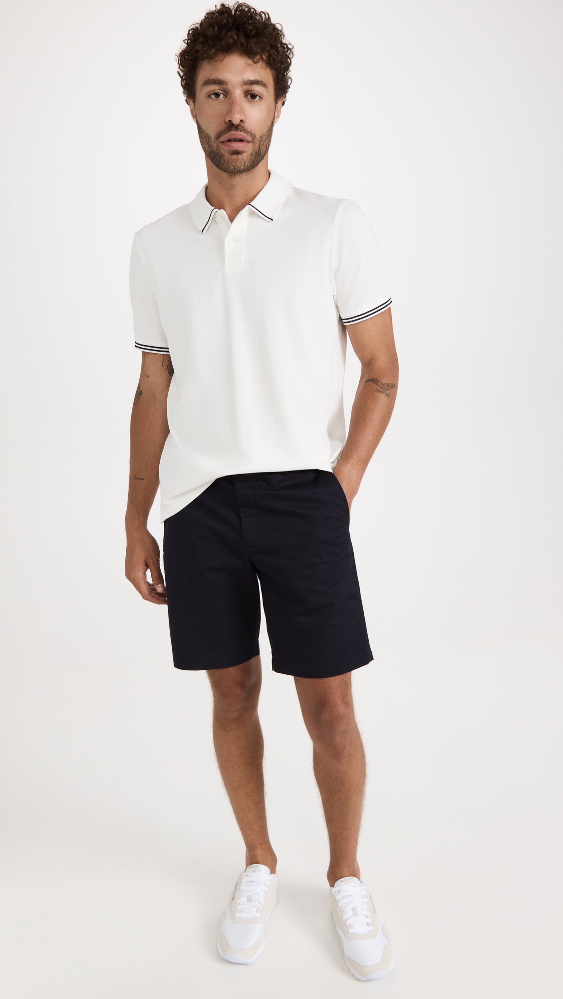 Tipped Collar Polo White