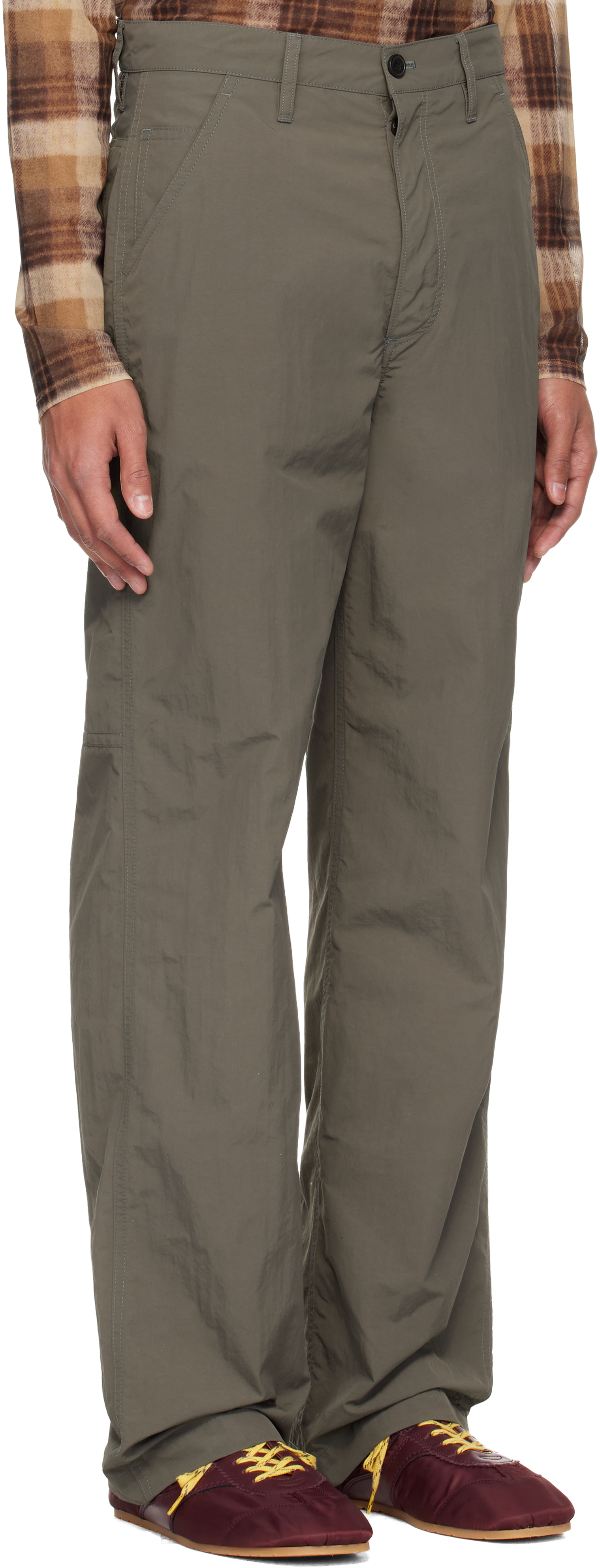 Khaki Crinkle Cargo Pants