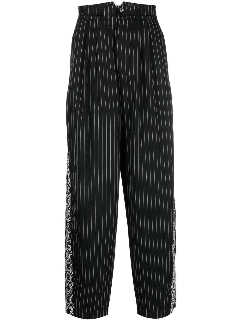 High-rise pinstripe trousers - Black