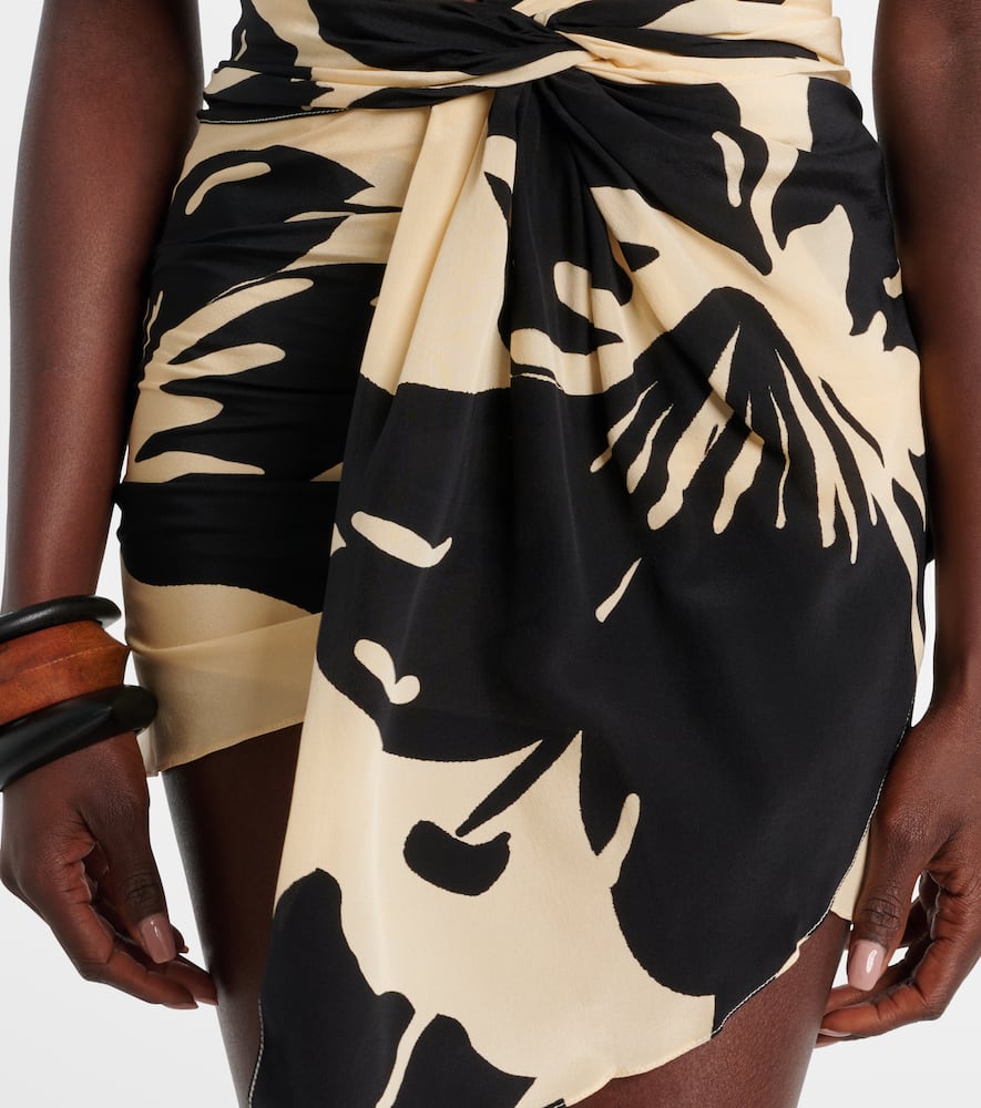 Halterneck floral silk minidress
