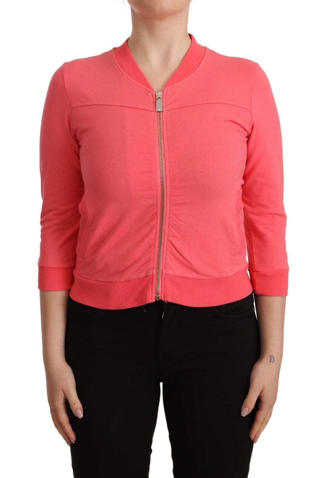 Cotton Zip Cardigan — Pink